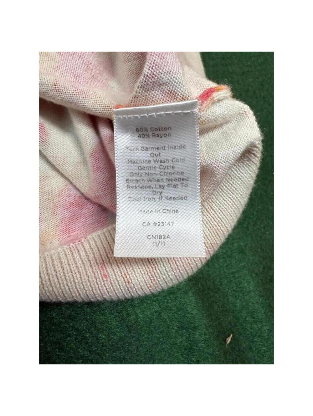 Talbots Cardigan Womens 2XP Petite Floral Print 3/4 Sleeve Pink Orange VNeck - Picture 4 of 8